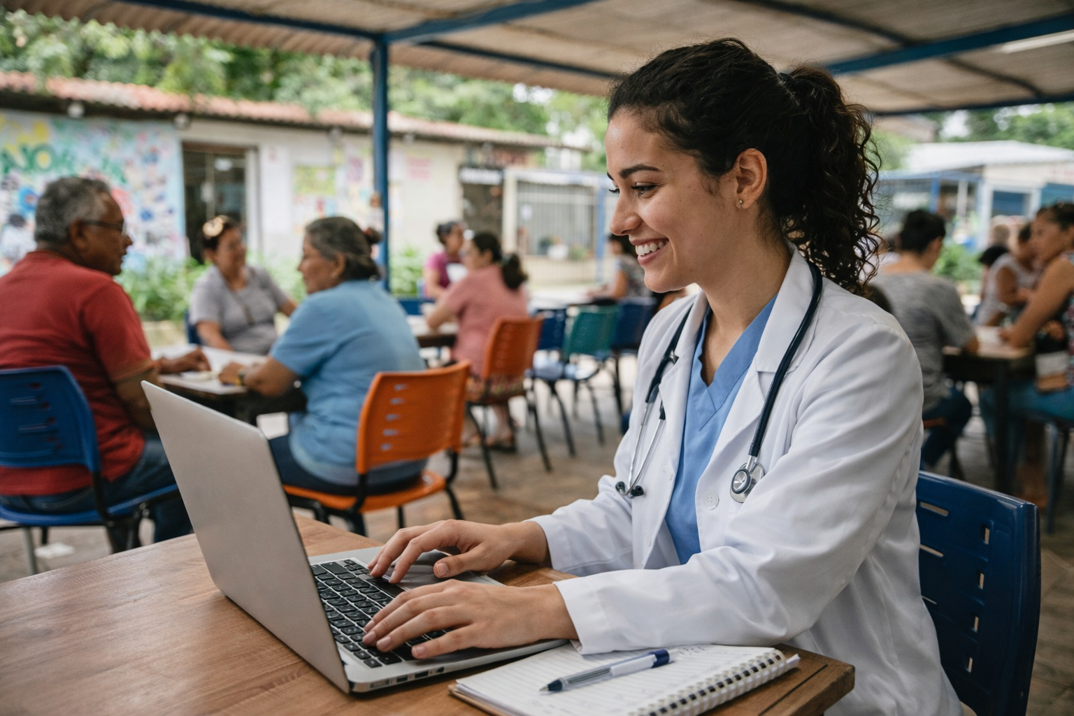 Estudantes de medicina reunidos para estudar